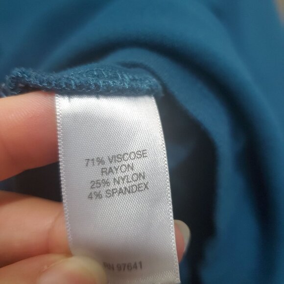 J. JILL PONTE Women Blouse SZ XL Teal Button Sides 3/4 Sleeves Soft Stretch - Picture 8 of 9